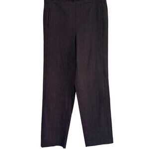 J Jill Linen Stretch Pants SZ10T Grey Elastic Flat Front Trouser Classic Work